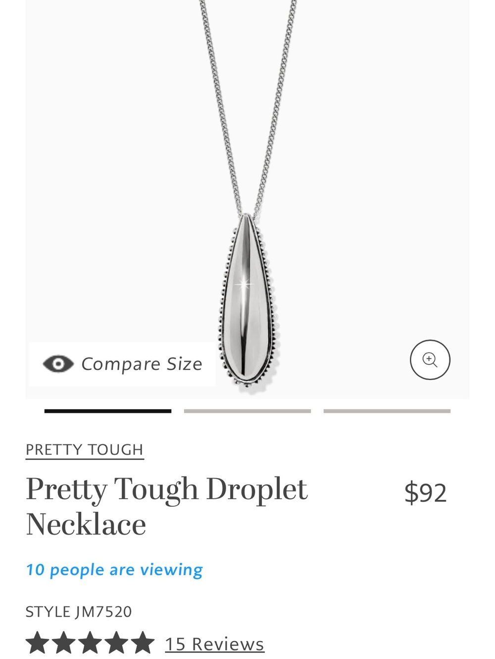 Brighton Silver Teardrop Pendant Necklace